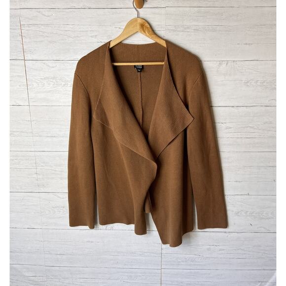Eileen Fisher Cardigan Womens Size Medium Camel Brown Cotton Blend Sweater - Picture 3 of 14